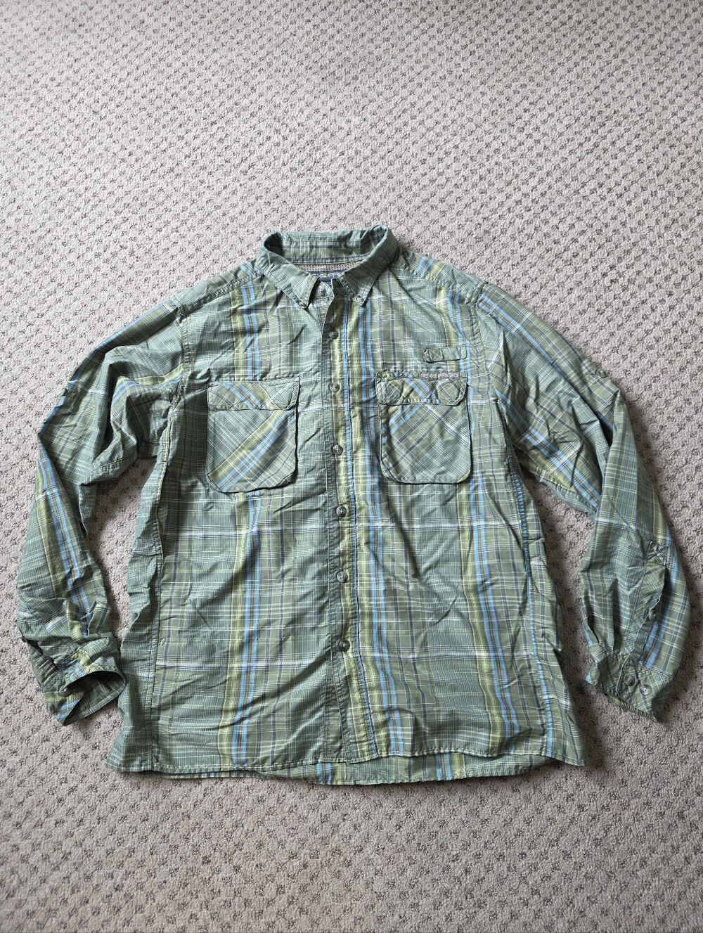 Exofficio Men's Green Plaid Lightweight Convertible Shirt